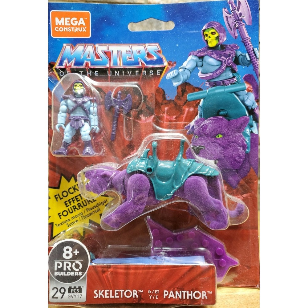 Mega Construx Masters of the Universe Skeletor and Panthor Mattel Flocked NEW